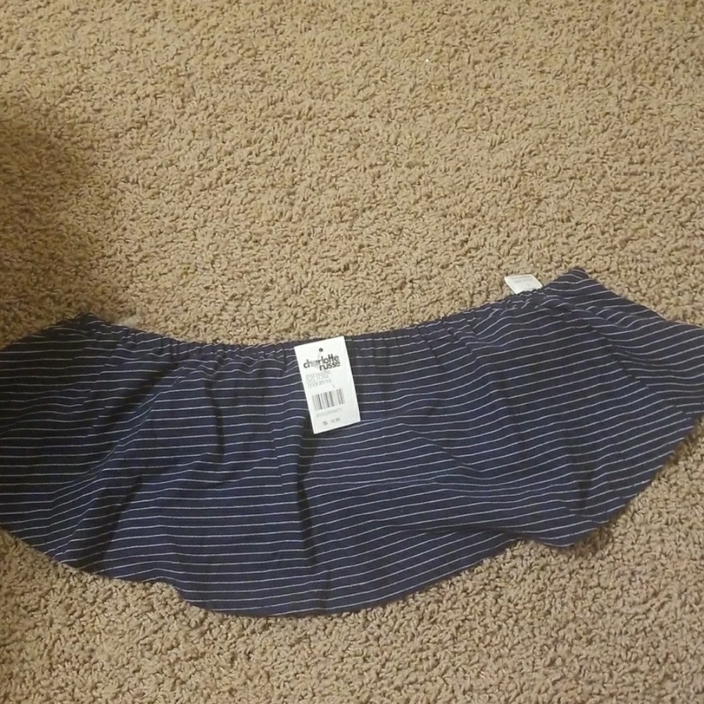Navy striped crop top